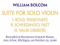 http://americandouble.com
william bolcom's suite for solo violin, movements 1-3, with an introduction by bolcom