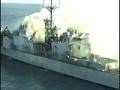 ex-USS David R. Ray after being shot by Harpoon missile
