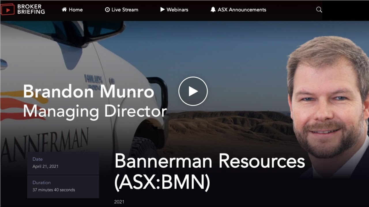 Broker Briefing Investor Webinar with Brandon Munro, CEO Bannerman Resources (ASX: BMN) | Uranium