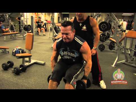 lateral raises - http://www.mrsupplement.com.au - Rich Gaspari's Workout Tips - Delt Exercise 2 - Side Side Dumbbell Lateral Raise: Former Arnold Classic Champion & 3x Mr Oly...