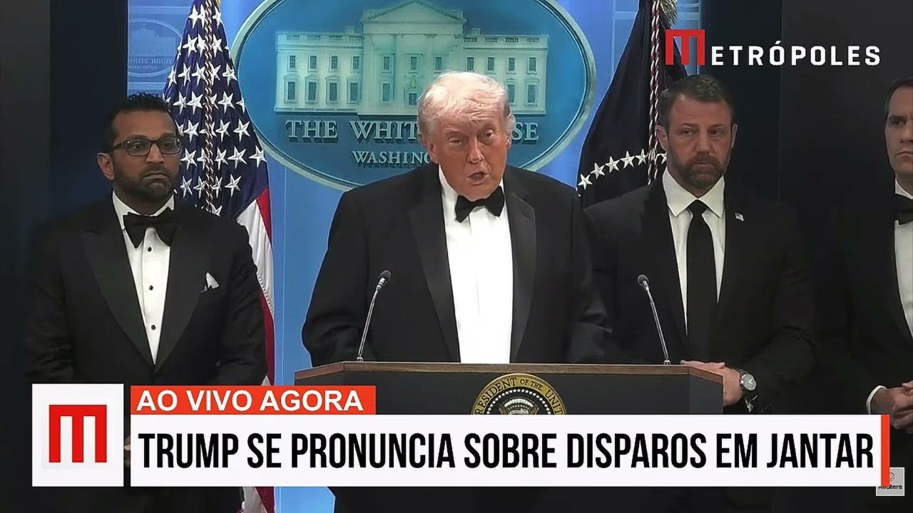 Disparos em jantar: Trump divulga vídeo de homem furando a segurança e sendo alvejado