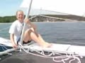 Proa with crabclaw sailing in the baltic sea