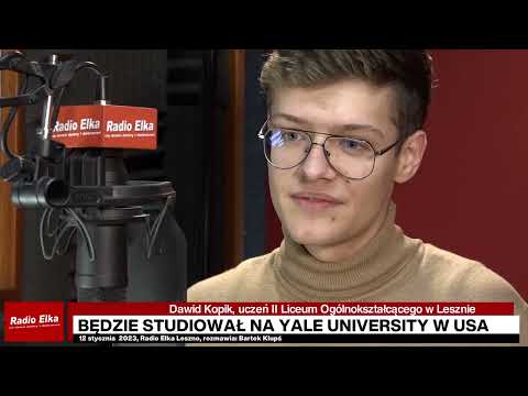 Dawid Kopik z Goli będzie studiował na Yale University... :: Dziś gościem programu jest 18-letni wschowianin, uczeń II LO w Lesznie, Dawid Kopik, który został przyjęty na jeden z najbardziej prestiżowych uniwersytetów na świecie - Yale University w Stanach Zjednoczonych. To jedyny Polak, który w tym roku rozpocznie naukę na tej uczelni.Rozmawia: Bartek KlupśLink do artykułu: https://elka.pl/content/view/113064/82/