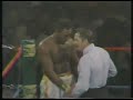 george foreman knocks out heavyweight champion joe frazier and howard cosell and angelo dundee announce one of the best broadcasts in sports history.