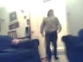 Guy trips up scally who batters him.