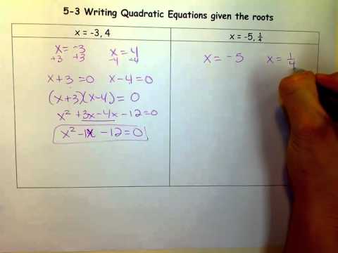 how to write quadratic equations