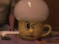 Put water and dry ice into a cup. Cool enough already. Get a paper towel wet and put soap on it. Cover the cup with the paper towel and press the edges to form a seal. Then slowy pull the towel off to form a film on top of the cup. The reaction of the dry ice and water will cause the film to expand into a bubble, and eventually pop, just like here. The video is played twice as fast from when the bubble starts until it is popped - it took over to minutes to pop itself. The rupture is played ...