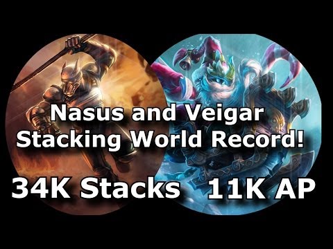 Highest Nasus Stacks 34K, Veigar 11k AP Record 900k Gold 20k CS 9 Hour Game | League of Legends