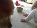 maggie getting crumbs, ryan hanging out and fly by grace - 6 months 3 weeks