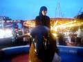 Shanaz riding a cow