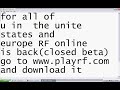 Rf-online is back in the US and europe