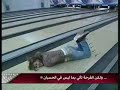 Lady Funny Fall After Getting a Strike