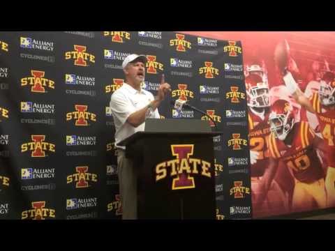 Paul Rhoads - ISU football coach Paul Rhoads spoke to the media following Iowa State's 31-30 loss to Texas on Thursday in a nationally televised game. Rhoads was particula...