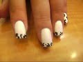 french cheetah nail art in white, black, pink french cheetah nail art in white, black, pink