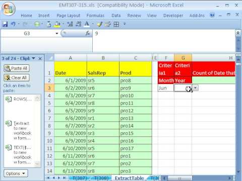 how to isolate specific data in excel