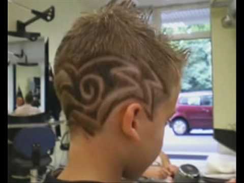 corte de pelo y perfomance dibujos en el pelo figuras