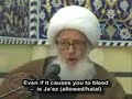 Ayatullah Khorasani on Azadari - Reality of Zanjeer Zani - English Subtitles Non of the Marjas permitted using sword on head or using blades with chains, they always talked about simple chains. But enemy of Islam and Nusarees twisting the message of Mujtahdeen and linking with Indiasn and Pakistani style Zanjeer and Qama Zani. There is no doubt as to the permissibility of the beating of the chest and the face with the hands to the point of redness or blackness (of the chest or the face). This is also extended to the lashing of the shoulders and the back with chains (No blades) to the extent mentioned (above), and even if this led to bleeding .