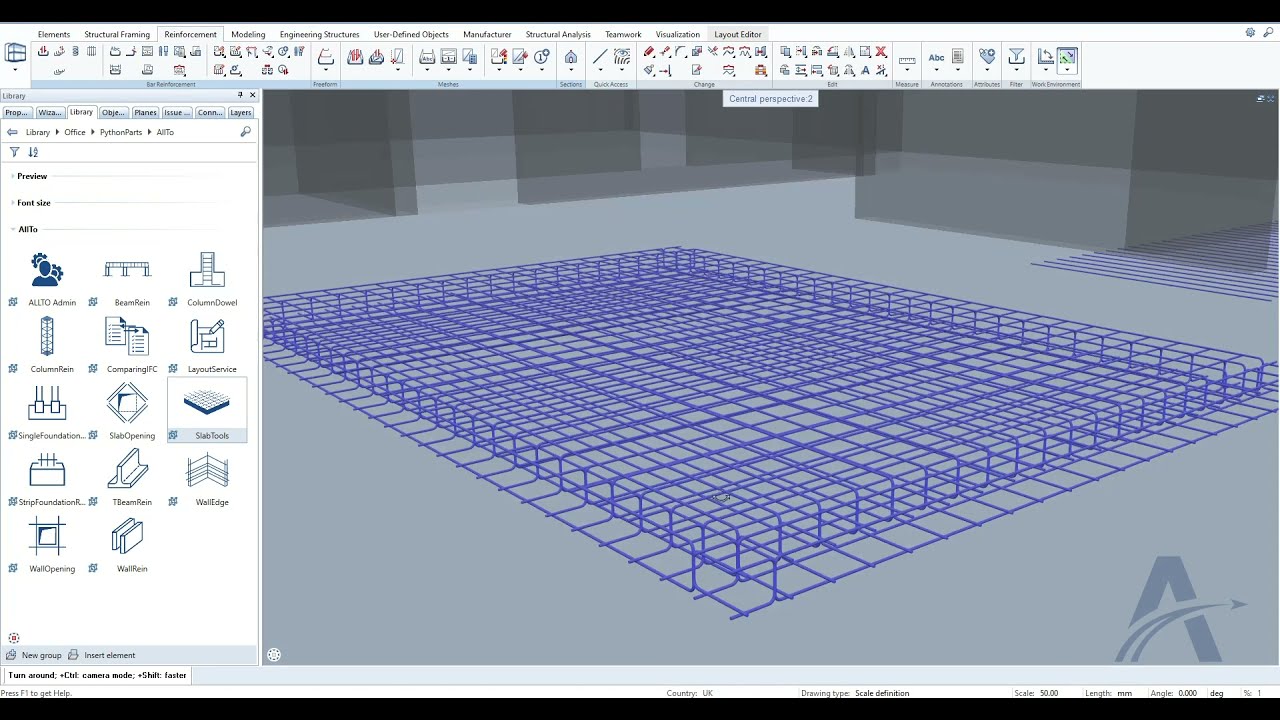 02. Slab Additional Rebar | Slab Reinforcement PythonParts in ALLPLAN