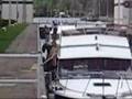 Boats in Mustola lock of Saimaa Canal