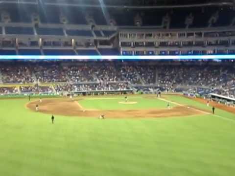 apdre305 - Miami Marlins New BallPark View from the Centerfield. Retractable roof view.