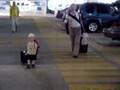 Johnny pulling luggage