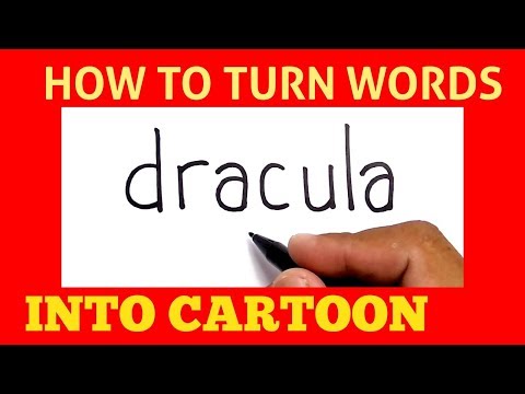 WOW, cara menggambar DRACULA dari kata / how to turn word DRACULA into CARTOON for kids