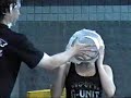 A girl named Tina gets pied.