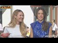the victoria's secret angels, alessandra ambrosio & candice swanepoel visit extra with mario lopez at the grove in los angeles, california to debut the new v...