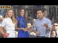 the victoria's secret angels, alessandra ambrosio & candice swanepoel visit extra with mario lopez at the grove in los angeles, california to debut the new v...