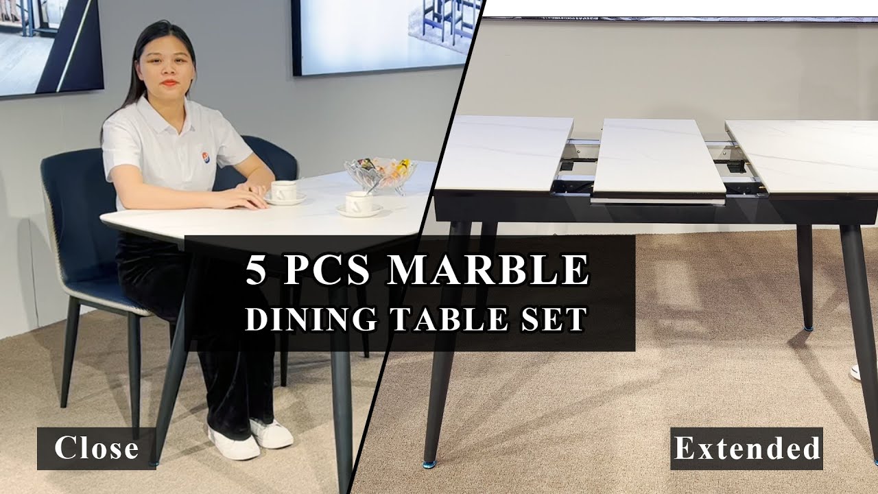 5 piece Marble Dining Table Set - Mia