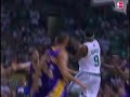 Leon Powe Takes a Wraparound Pass From Rajon Rondo and Hammers it Home