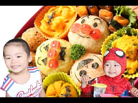 弁当 - 2人が大好きな「アンパンマン」とアンパンマンのキャラクター「ハロウィンマン」、 ハロウィンバージョンの「ハロウィンアンパンマン」の3種類をおにぎりにし、...