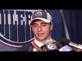 Jordan Eberle speaks with the media