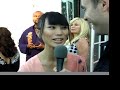 bai ling talks with matthew schellhas at the celebrity vault art gallery