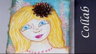 Collab With Leah - Mixed Media Painting - Whimsical Girl