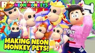 Making NEON MONKEY PETS in Adopt Me! NEW Adopt Me Monkey Fairground Update (Roblox)