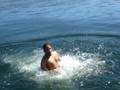 Ruben jumps in the lake