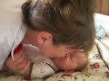 Mormor is getting Cassius ready for the day. He is getting dressed in his smart outfit and Mormor's newly knitted socks for Cassius.