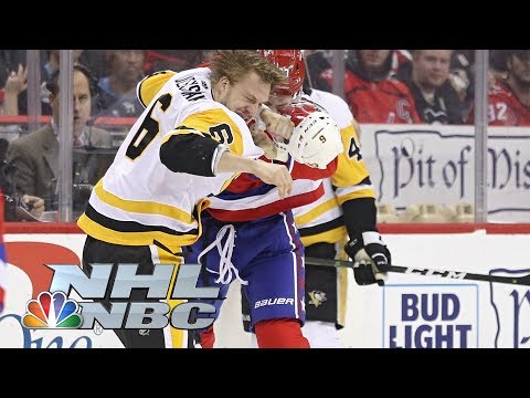 Video: Tom Wilson, Jamie Oleksiak head to the box after early fight | NHL | NBC Sports