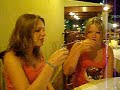 Abi Damen and Cat Damen doing Raki shots in Crete.