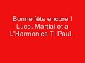 voici une chanson de mr.claude lefebvre
entrez chez moi..entrez chez moi  
entrez dans ma maison
vous �tes tous invit�s a ma table 
entrez dans ma demeure  faites partie de mon coeur  
je veux pour vous dans vos vie bonheur et joie

il y a si logtemps il y a si longtemps
il me semble
chaque seconde chaque parcelle de seconde pour moi n'en fini plus
je vs attendais.. je vous esp�rait gens de ce monde
mon coeur est si grand il y a place pour mes enfants

entrez chez moi. entrez dans ma maison
vous �tes tous invit�s a ma table 
entrez dans ma demeure  faites partie de mon coeur  
je veux pour vous dans la vos vie bonheur et joie

ecoutez les paroles ils sont tr�s belles...