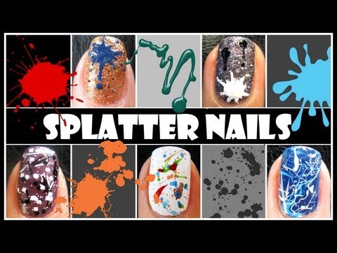 how to do a paint splatter on nails