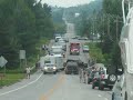 Jackknifed pickup truck