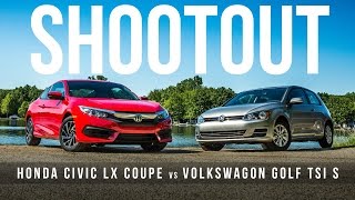 Shootout: Honda Civic LX Coupe vs. Volkswagen Golf TSI S 2-door for affordable sporty compact sup… by Roadshow