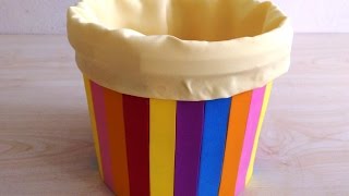 Plastic Box Decoration, DIY - Yoğurt Kabından Sepet Yapımı, Renkli Sepet, Kendin Yap