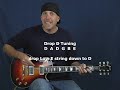 Learn easy songs and create your own riffs in Drop D tuning beginner alternate tuning guitar lesson