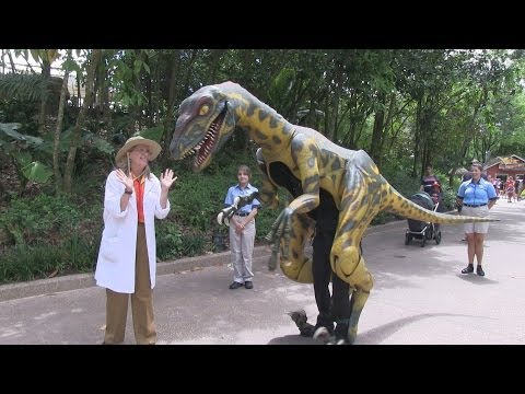 Meet Professor Parker Woodson and her pet velociraptor in Dinoland at Disney's Animal Kingdom
