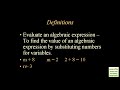 Algebra Review - Glossary Definitions and Phrases (Examville)
