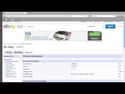 how to change ebay password