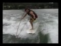 surf on the lake of avigliana. wave by a motorboat